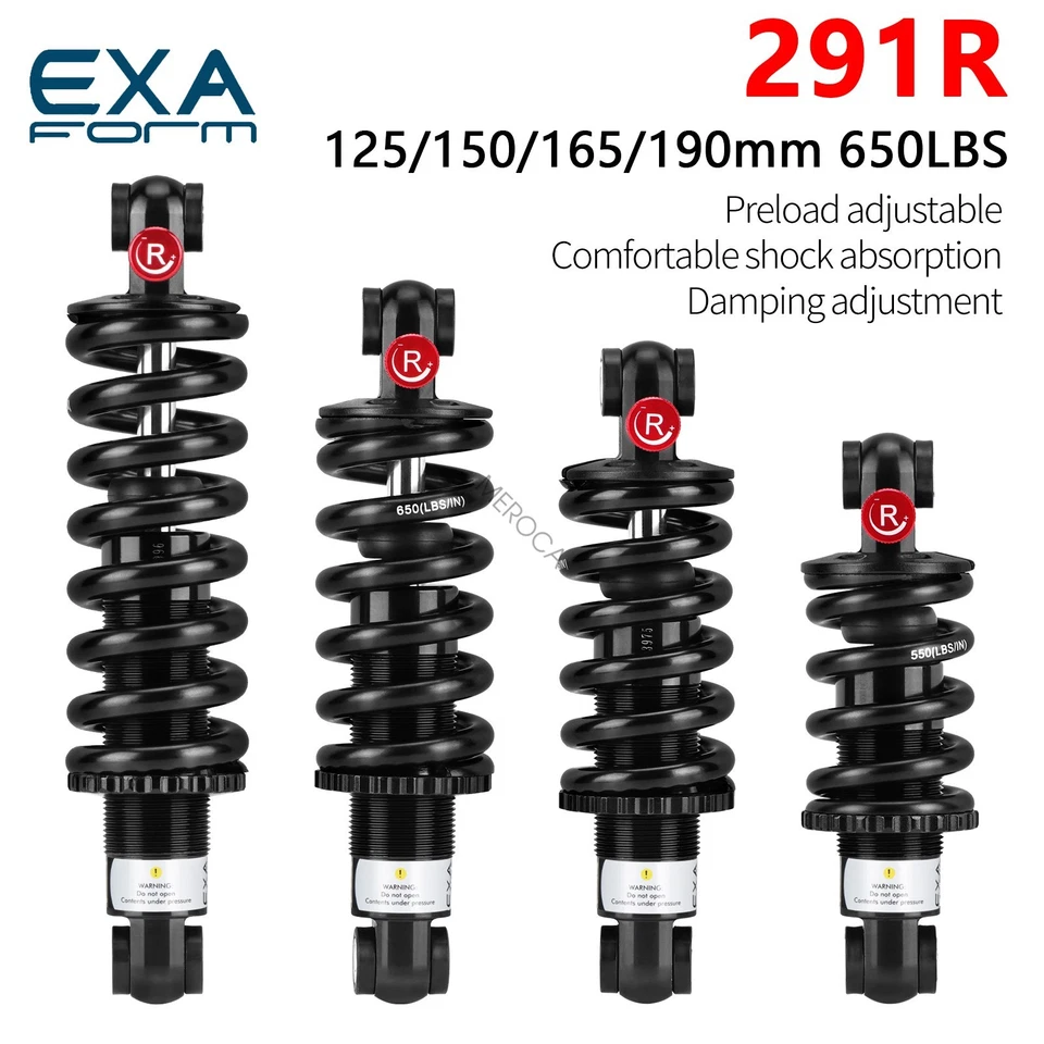 Amortiguador trasero hidráulico de resorte helicoidal para bicicleta KS 291R MTB 125/150/165/190mm 650LBS Foto 2 de 4