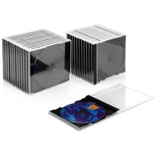 30 Pack Standard Single Clear CD Jewel Storage Case Assembled Black Tray
