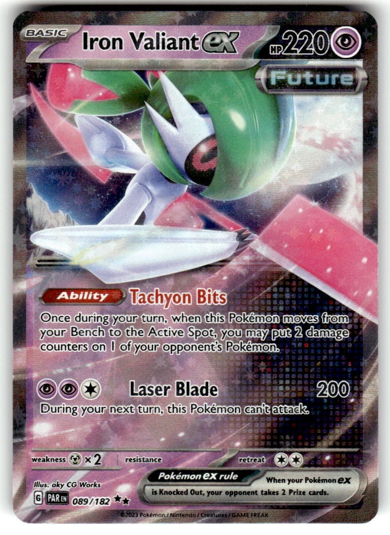 IRON VALIANT EX 089/182 PARADOX RIFT POKEMON (DOUBLE RARE, NM)