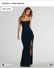 NEW Ashley Sleeveless Bow Mermaid Formal Dress Navy Blue Size Small Prom Formal