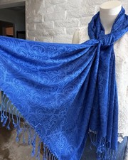 Ama Waterways Cobalt Blue Scarf Just Beautiful 70x 27 In Fringed NWOT