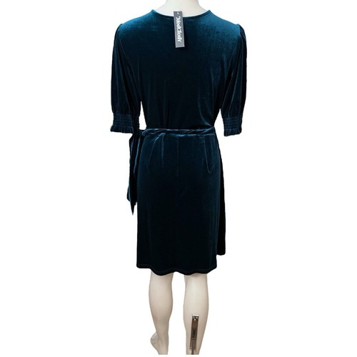 Mini Vestido ModCloth Envuelto en Elegancia Terciopelo Verde Talla L - Imagen 3 de 7
