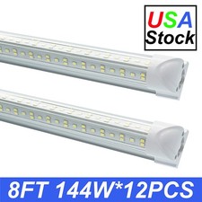 12 Pack T8 8FT LED Tube Light 144W 8 Foot V-Shaped LED Shop Light Fixtures 6500K