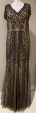 OLEG CASSINI Womens Long Beaded Sequin Evening Occasion Dress - Sz 16 12