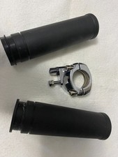 Black Rubber Hand Grips For Harley  1" Single Cable Throttle Bars