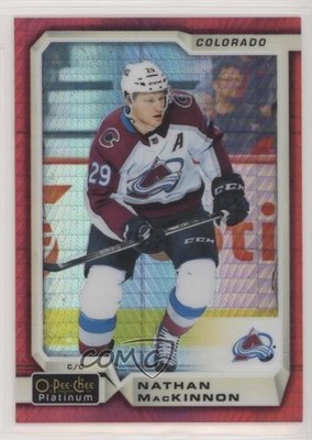 2018-19 O-Pee-Chee Platinum Red Prism 120/199 Nathan MacKinnon #80 hj3