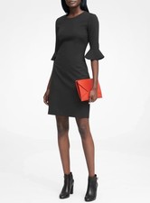 Banana Republic Ponte Flutter-Sleeve Dress, BLACK SIZE 8P NWT
