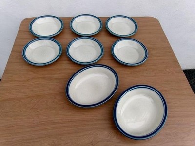 WEDGWOOD *BLUE PACIFIC* ( LOT OF 8 PIECES ) 6 SOUP BOWLS & 2 OVAL VEGETABLE BOWL