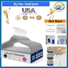 20 Pack Velvet Hangers Non-Slip Slim Space Saving Heavy Duty Closet Organization