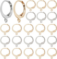 1 Box 100Pcs Leverback Earring Findings 18K Gold Plated Stainless Steel Huggie H