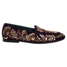 DOLCE & GABBANA Shoes Violet Velvet Floral Embroidery Loafers EU42 / US9 8930usd