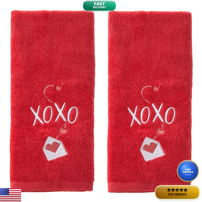 Skl Home By Saturday Knight Ltd. Valentines Day Xoxo Hand Towel Set Red 2 Pack