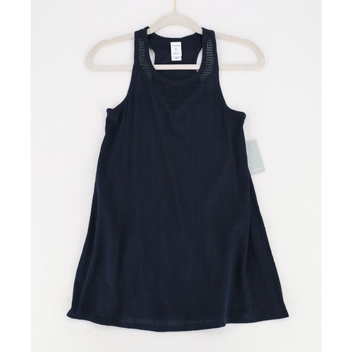 Nordstrom Girl's Black Cotton/Viscose Mesh Trim Tank Dress Kids Size S - 7/8