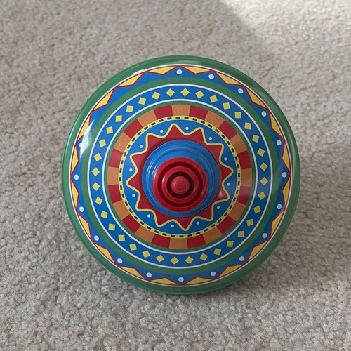 Vintage 2008 Schylling Tin Top Push-Down Spinning Toy