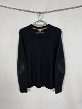 Men  s Burberry London 100 Cashmere Sweater Black Elbow Patches Size M