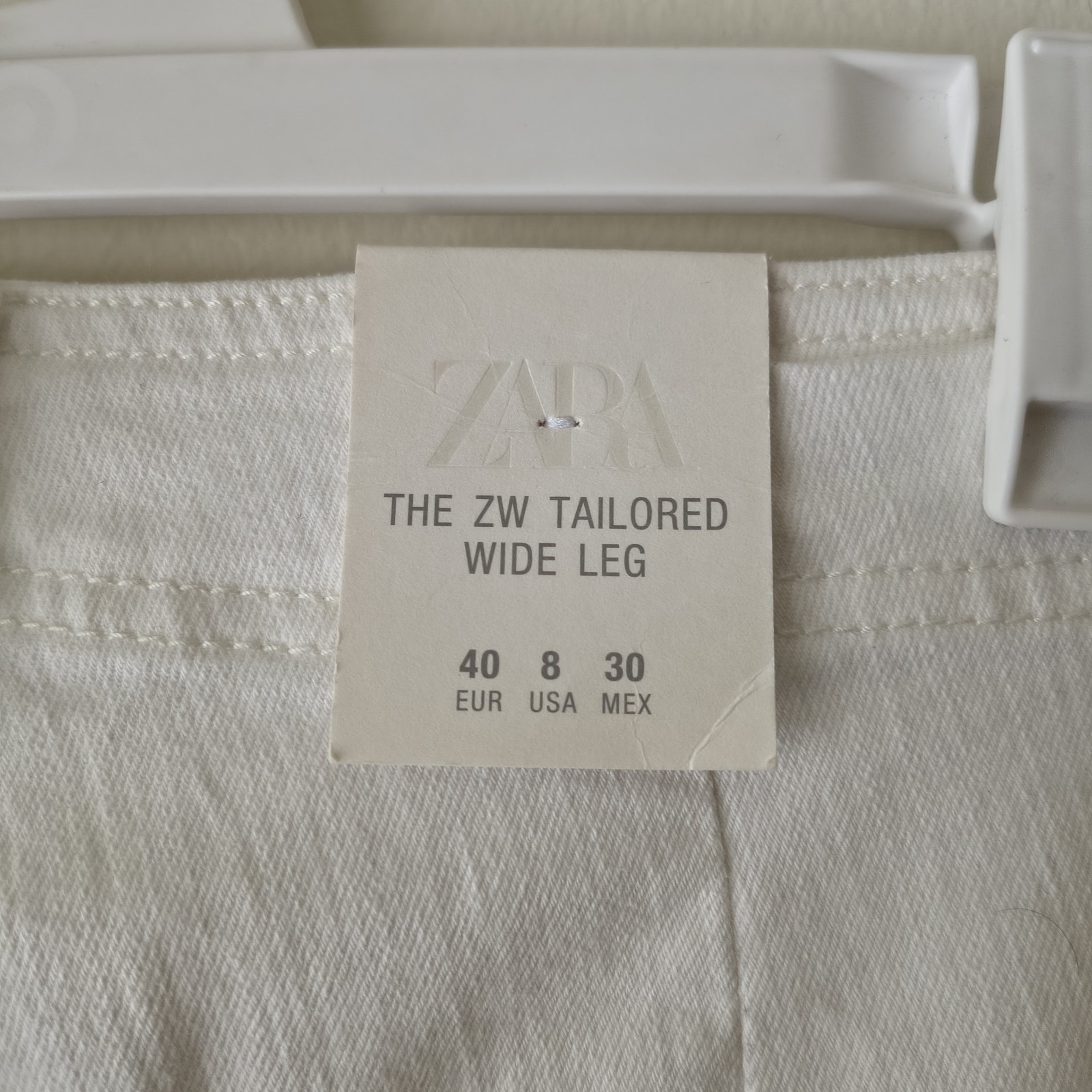 Zara White Wide Leg Tailored Jeans NWT Size 8 thumbnail 5