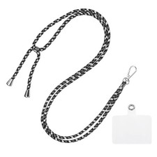 Phone Lanyard Adjustable Neck Lanyard with Transparent Patch Black White Gray