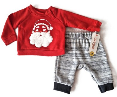 WEIHNACHTEN Baby Anzug Set WEIHNACHTSMANN Pulli + Hose Gr 68/74 Neu mit Etikett
