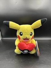 Pok mon Valentine's Day 8 Pikachu Plush w/ Heart Poke Ball Perfect Gift NWT