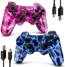 Degulan Controller for PS-3 Wireless, Gaming Remote BlueFlash and PurpleSky 