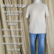White Stage Beige Polka-dot Detail Top Size XL