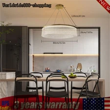 Modern Ceiling Light Dimmable Chandelier Round Glass Gold LED Hanging Light