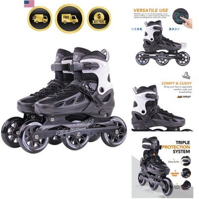 Adult Adjustable Inline Skates for Men Women with 3 100mm Wheels, Outdoor Bla...