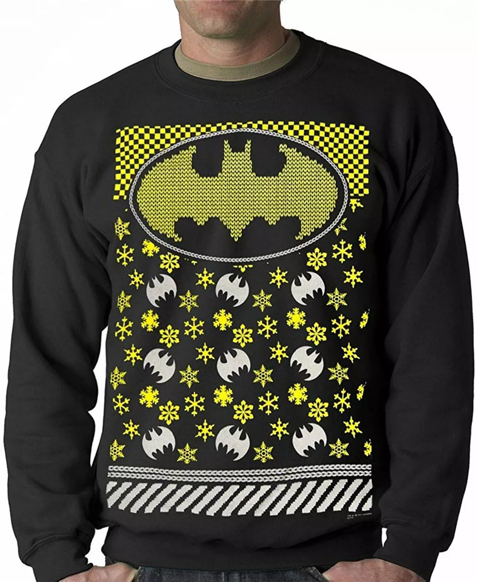 Batman Snowflake Faux Ugly Christmas Sweater DC Comics Superhero