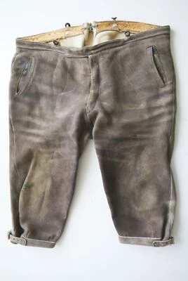 Lederhose schön verspeckt Elch od. Hirschleder Kniebund bequem weich grau Gr.58 - Bild 1 von 4