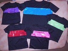 Metallic Foil Inset Dance costume T shirt 5 colors unisex child/men