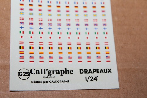 VINTAGE CALL'GRAPHE DRAPEAUX COUNTRY FLAGS RACE CAR DECAL SET 1:24 - Picture 2 of 4