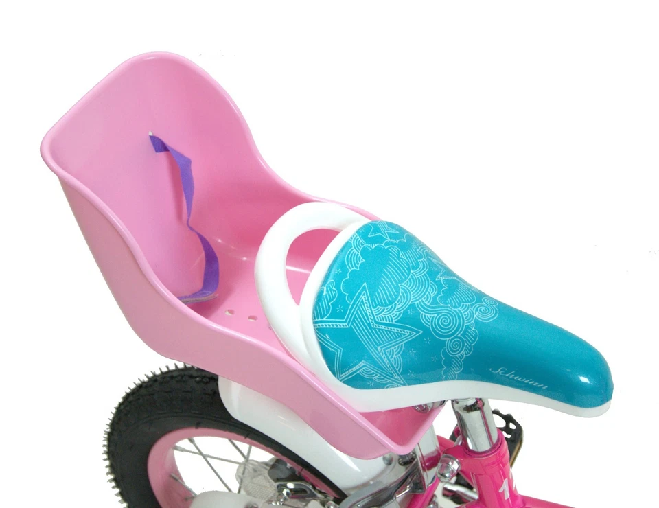 Schwinn 12" Wheel Girls Bike With Stabilisers Dolly Seat Basket Age 3+ Pink Blue - Image 4 of 4
