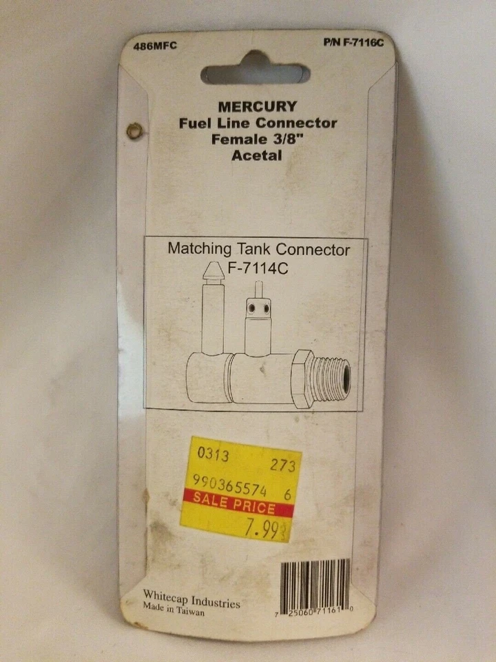 Whitecap 486MFC Mercury Clip Fuel Line Connector 3/8" Barb - Image 2 of 2