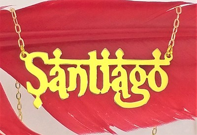 PERSONALIZED 18K GOLD PLATED  INDIAN ( HINDI ) LOOK ANY NAME PLATE NECKLACE 