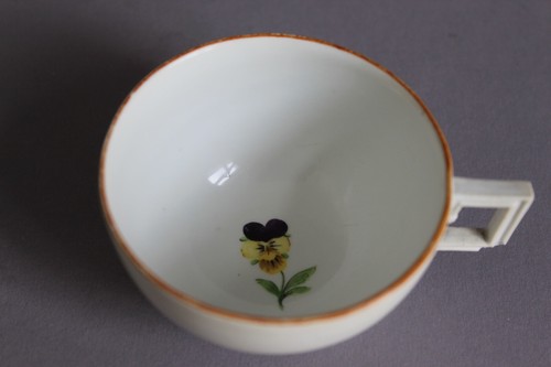 Meissen Punktzeit Tasse mit Untertasse Bunte Blumen brauner Rand - Picture 7 of 10