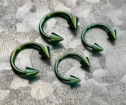 1pc Titanium Spiked Circular Barbell Horseshoe Septum, Eyebrow, Nipple Ring - Picture 18 of 18