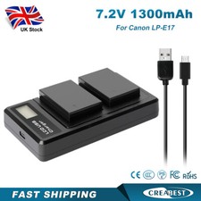 2x LP-E17 Battery+ Charger For Canon EOS 750D,760D,200D,Rebel SL2/SL3,850D,8000D