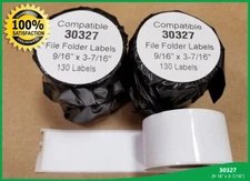 Labels Rolls 30327 Dymo  File Folder 130 labels/roll Adhesive - 100 Rolls