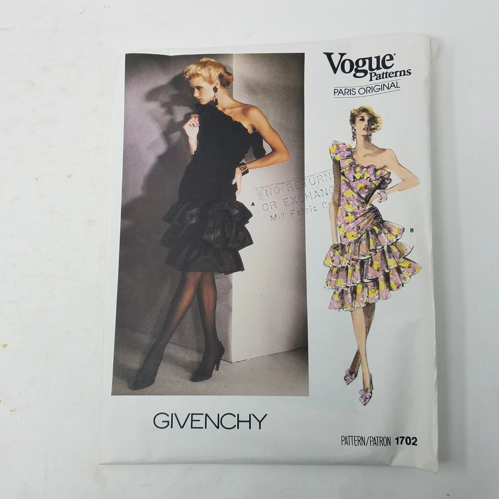 Abito a spalla originale Vogue Paris motivo da cucito originale Givenchy 1702 arricciato 10