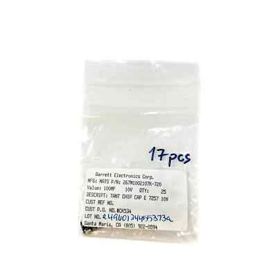 17 pcs Garrett Mats 267M1002107K-720 Tantalum Chip Capacitor 10% 100mF 10V