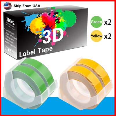 (2Green+2Yellow) LabelTape 3D Fit For Dymo 1595GYCP 1540 Dymo 15447