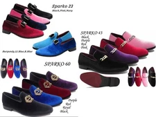  New Men's Vintage Velvet Dress Loafers Slip On Tuxedo Dress Shoes Size:7.5--13