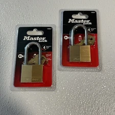 Two (2) Master Lock Brass Padlocks ~ 140DLF ~ Indoor + Outdoor Rated