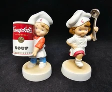 2003 Campbell's Soup Kids Porelain Figurines Boy and Girl Chefs