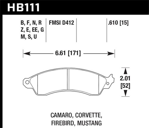 Plaquette de frein soldes à disque Hawk Performance HB111G.610 DTC-60