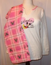 Women's Mickey Mouse Pink Long Sleeve Pants Pajamas Pajama Set PJs New Large