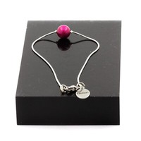 Armband Aus Edelstahl 1 Tigerauge Perle Fuchsia 8 Mm. Hergestellt In Frankreich