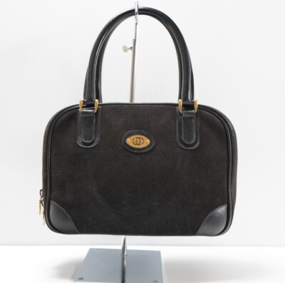 RARE!!!! Old Gucci Hand Bag GG Suede Leather Brown