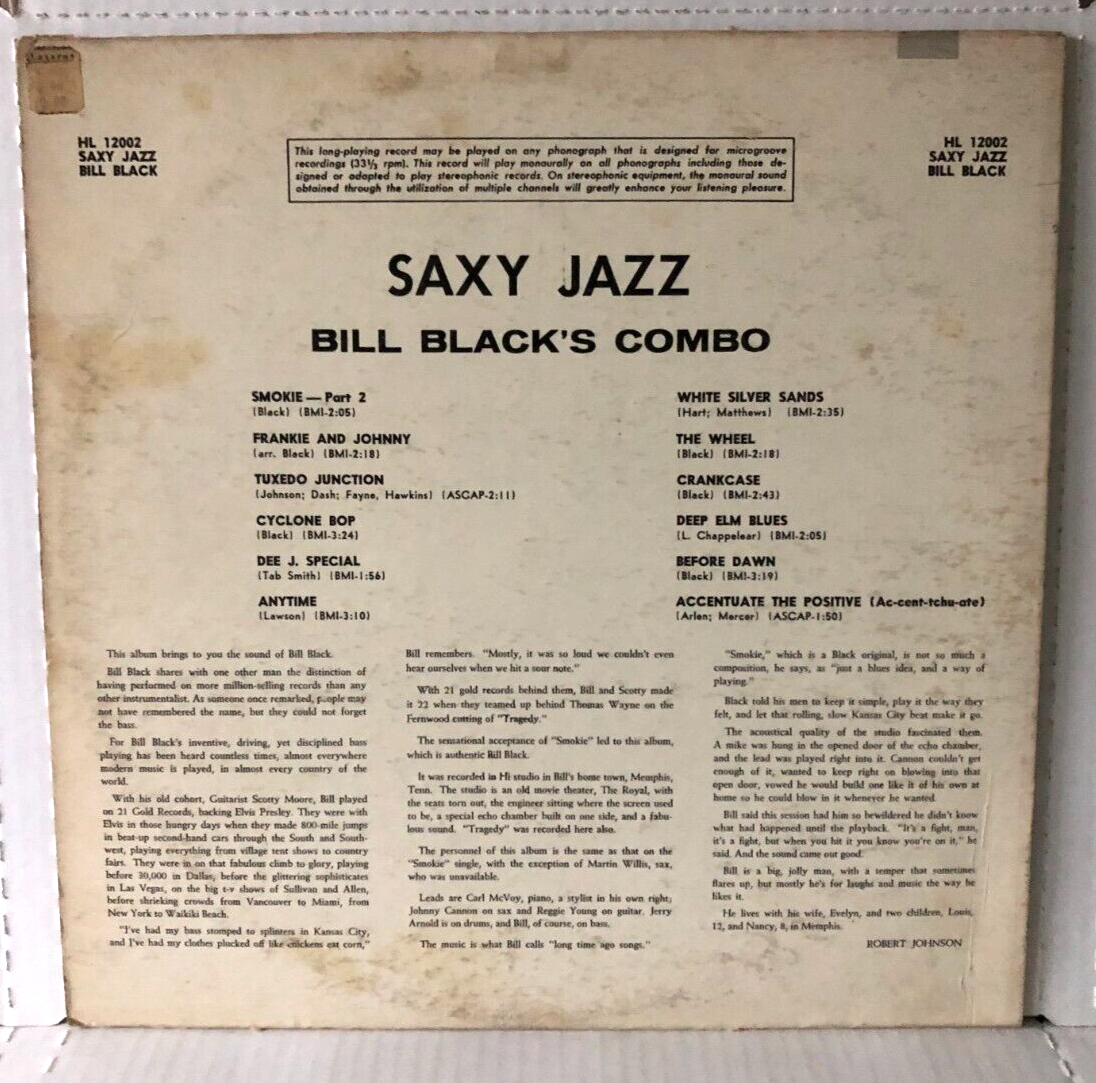 Bill Black's Combo SAXY JAZZ Original 1960 Hi Records Mono VG/VG