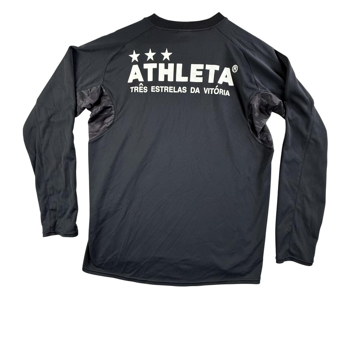 ATHLETA カフェ・ド・ブラジル 長袖シャツ L Athleta Shirt Mens Medium Black Long Sleeve Soccer Jersey Café Do